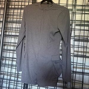 🌶️4/$25 large Gray bodysuit Ribbed Long Sleeve shorts long sleeves high neck A9